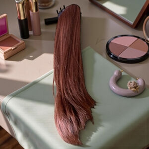 12” auburn red Brown flip curl claw clips ponytail Hair Extension